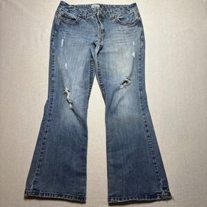 Y2K Aeropostale Hailey Skinny Flare Jeans Distressed Denim Size 11 12 Short